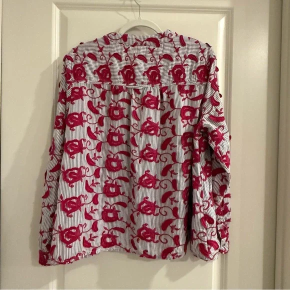 Pilcro-Anthropologie Whitney Trapeze Button Down Embroidered Shirt - Picture 2 of 12